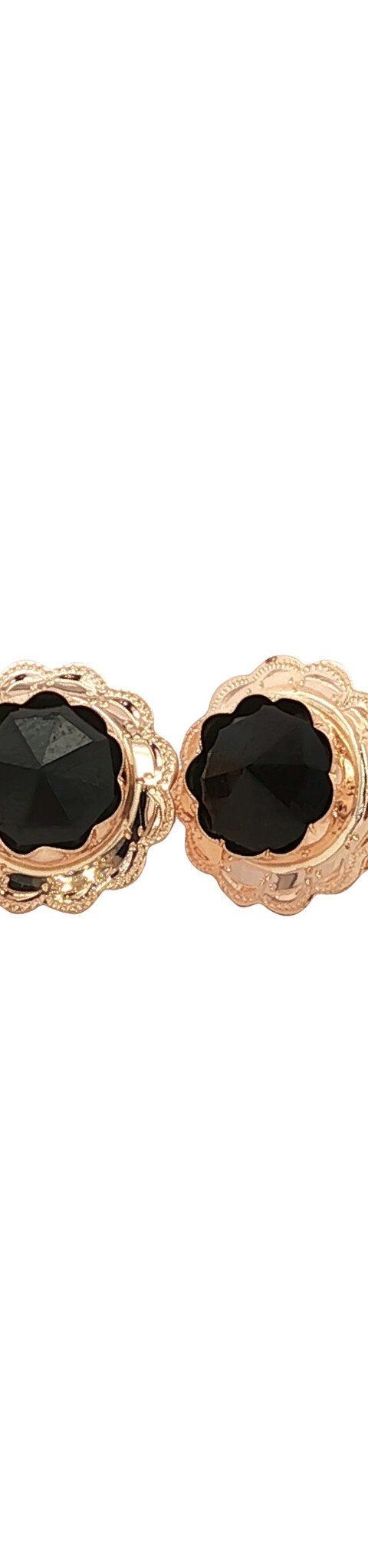 Vintage 14K Rose Gold Stud Earrings with Garnet